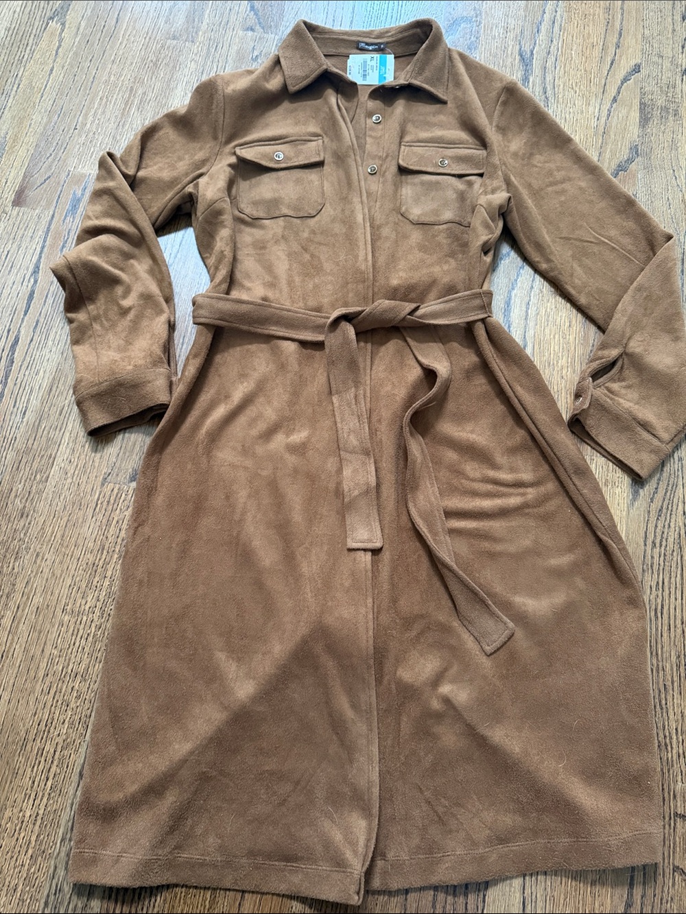 J.McLaughlin Belted ultra suede brown Shirt Dress sz xl nwt